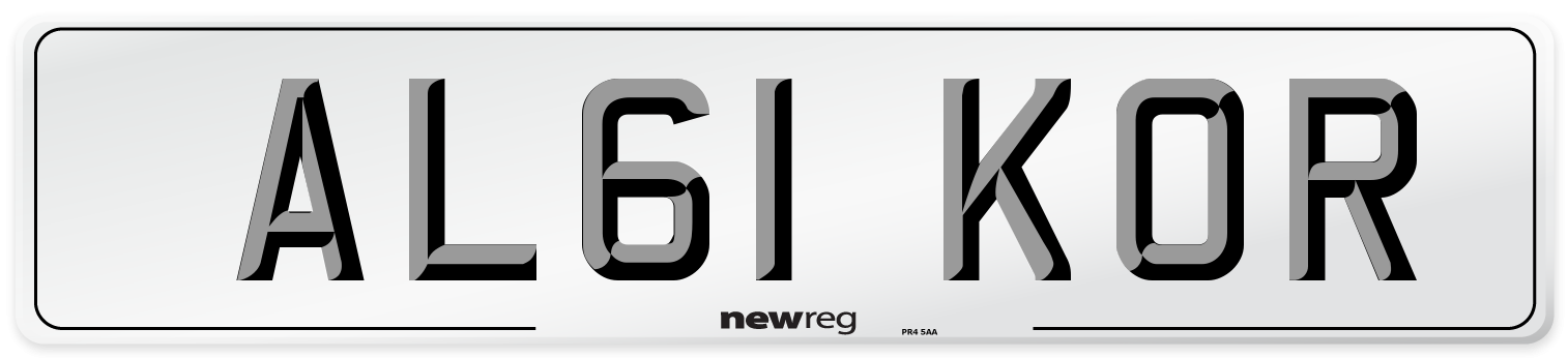AL61 KOR Number Plate from New Reg